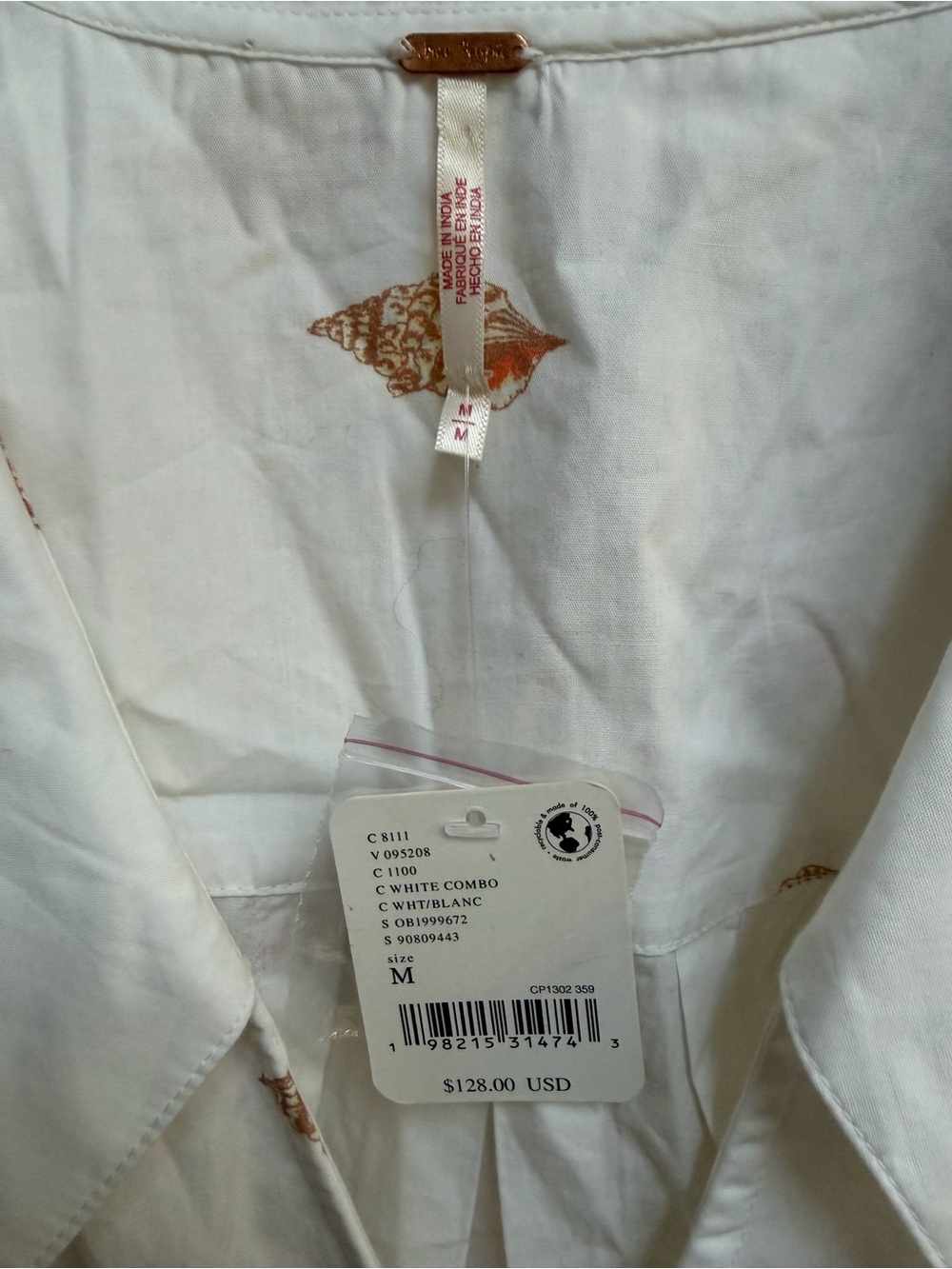 NWT Free People -Front Blouse with Shell Motif - Picture 2 of 7